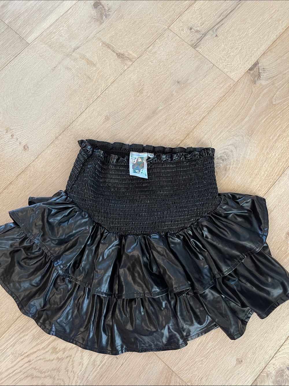 QUEEN OF SPARKLES Black Ruffled Smocked skirt
